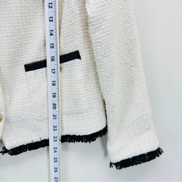 G by Giuliana Womens Faux Tweed Jacket Blazer Ivory Medium Career Casual Modest - Picture 7 of 12